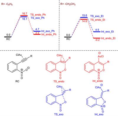 Gold-Catalyzed Complementary Nitroalkyne Internal Redox Process: A DFT Study